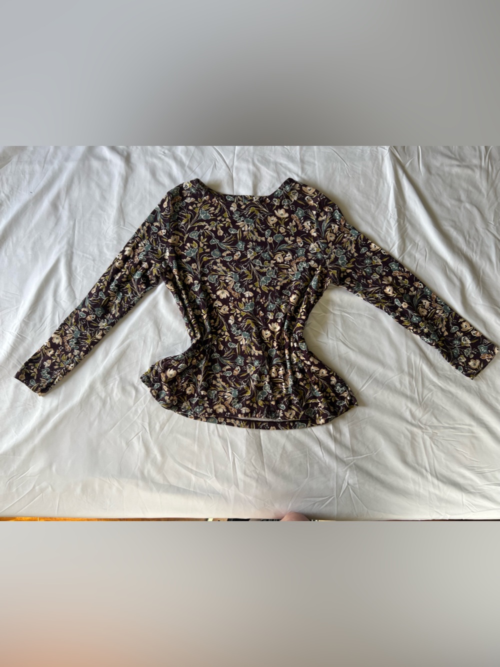 J.Jill Floral Long-Sleeve Peplum Top in Brown